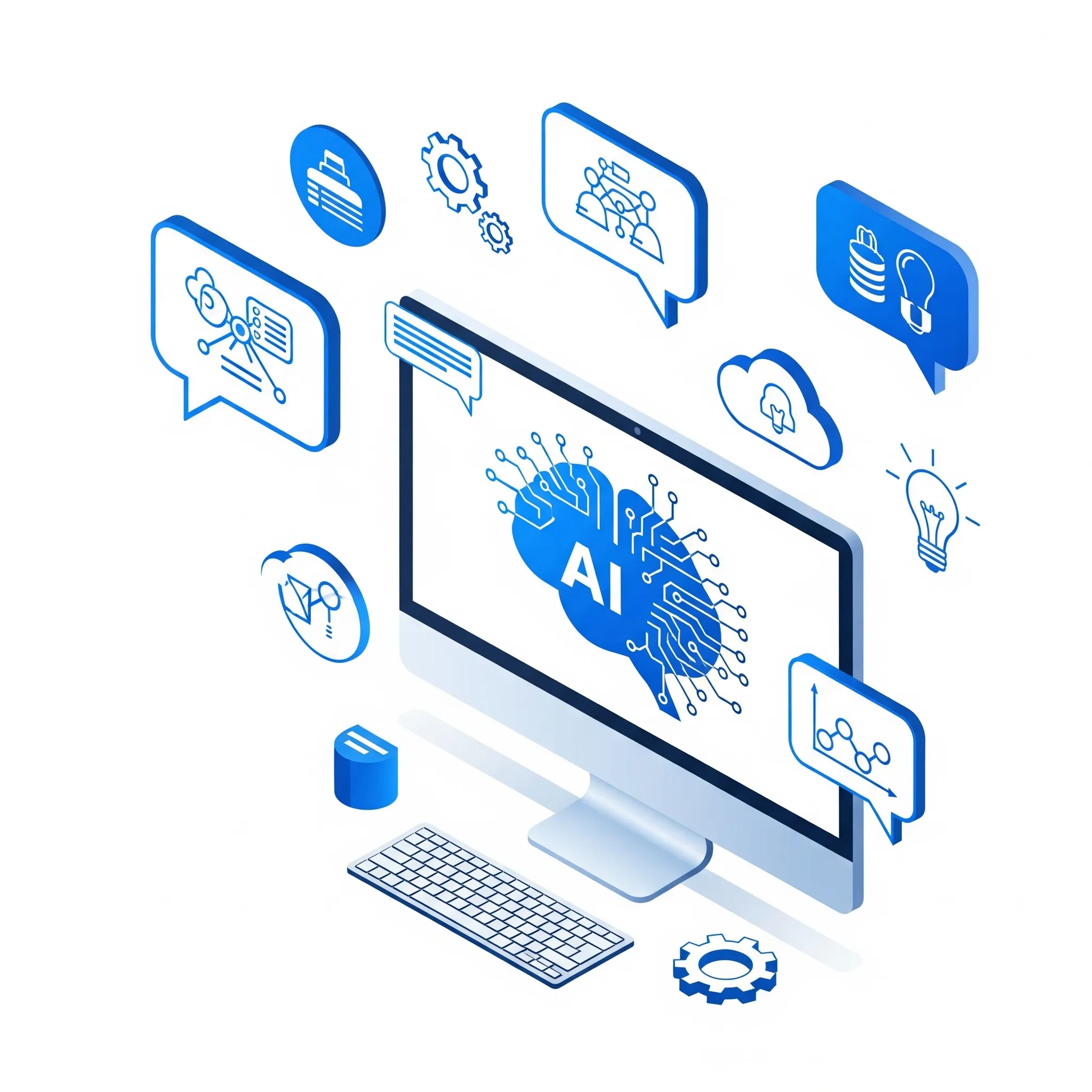 AI学習とパソコンのイラスト