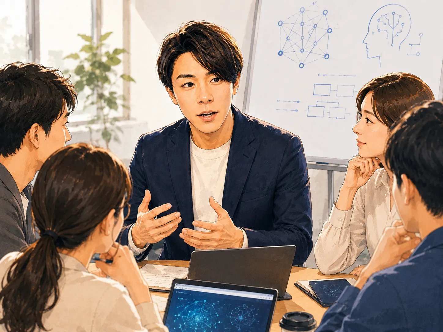 お客様先で業務をヒアリングする様子